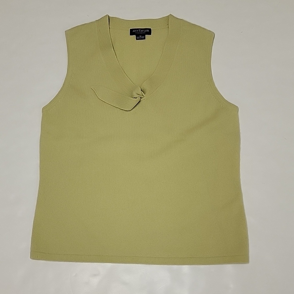 Ann Taylor cashmere sweater shell medium lime green office business